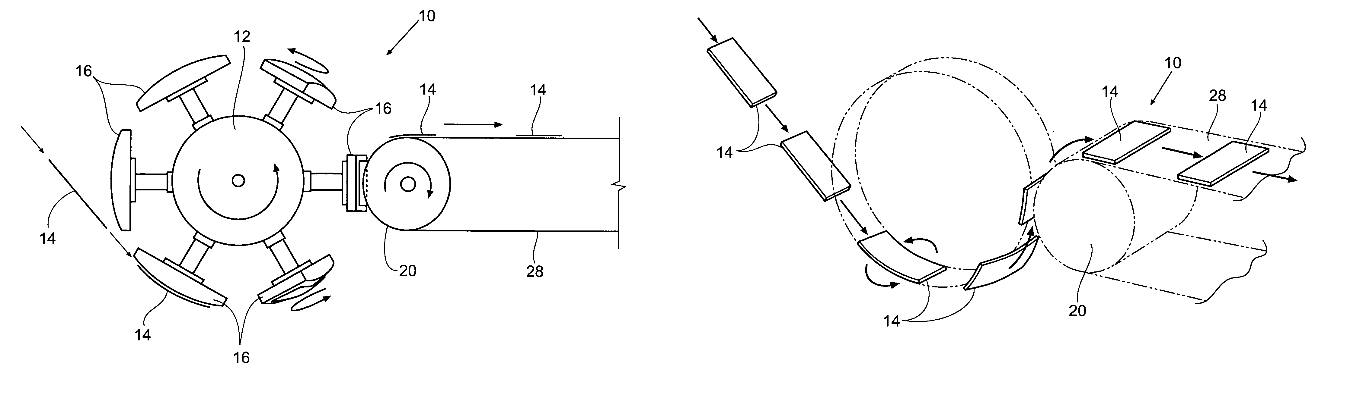Article transfer and placement apparatus with active puck