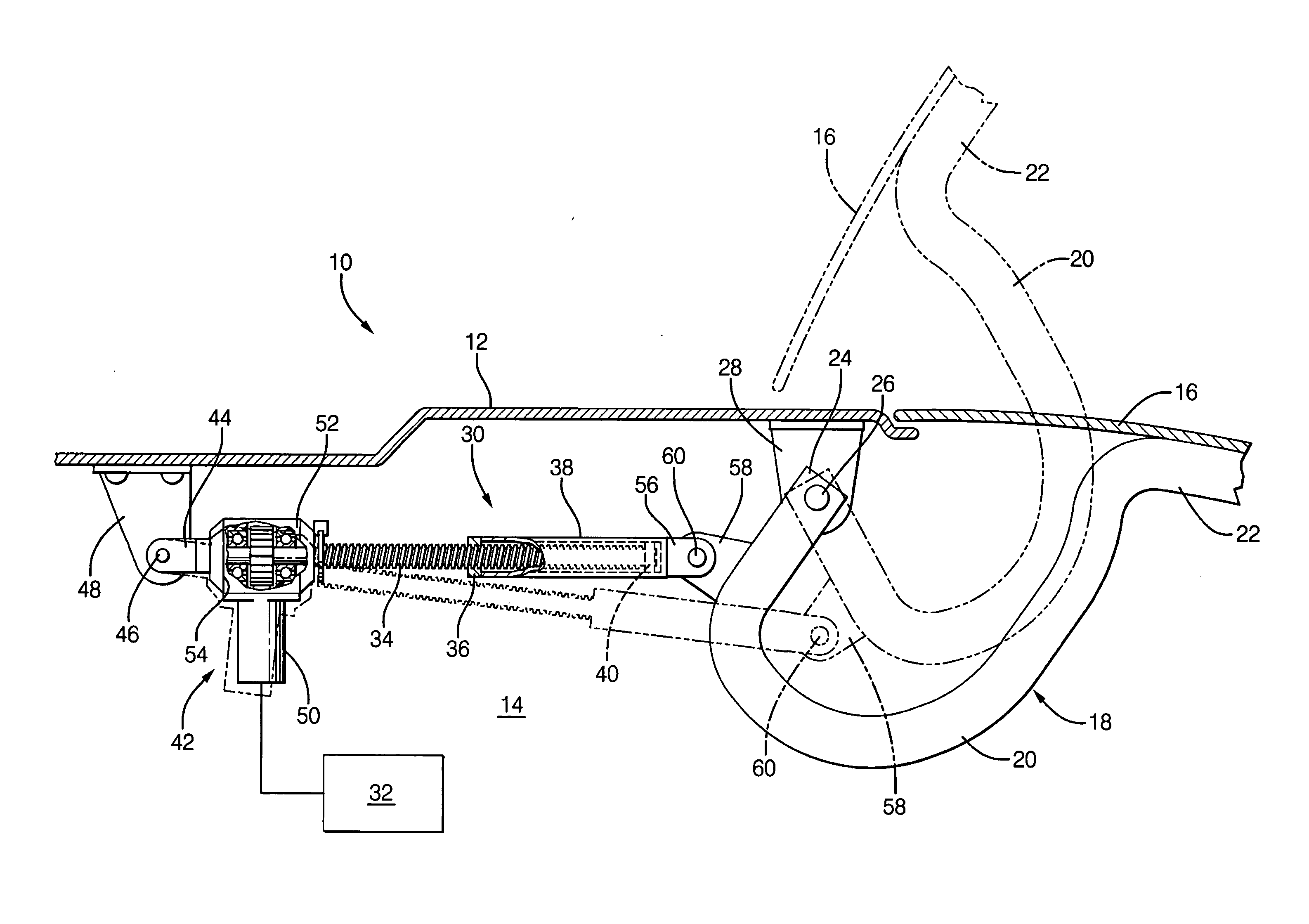 Linear drive actuator for a movable vehicle panel