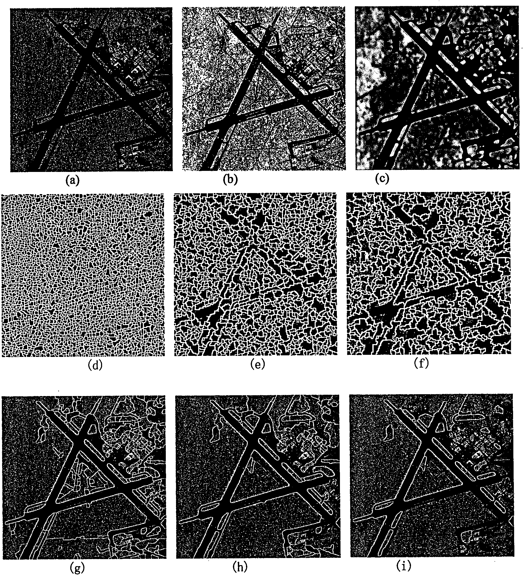 Division method for extracted watershed SAR image with threshold method and marking