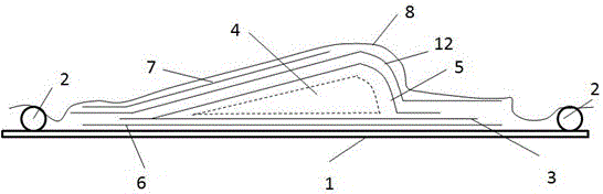 Manufacturing process of VARI composite material foam sandwiched wedge-shaped part and obtained wedge-shaped part