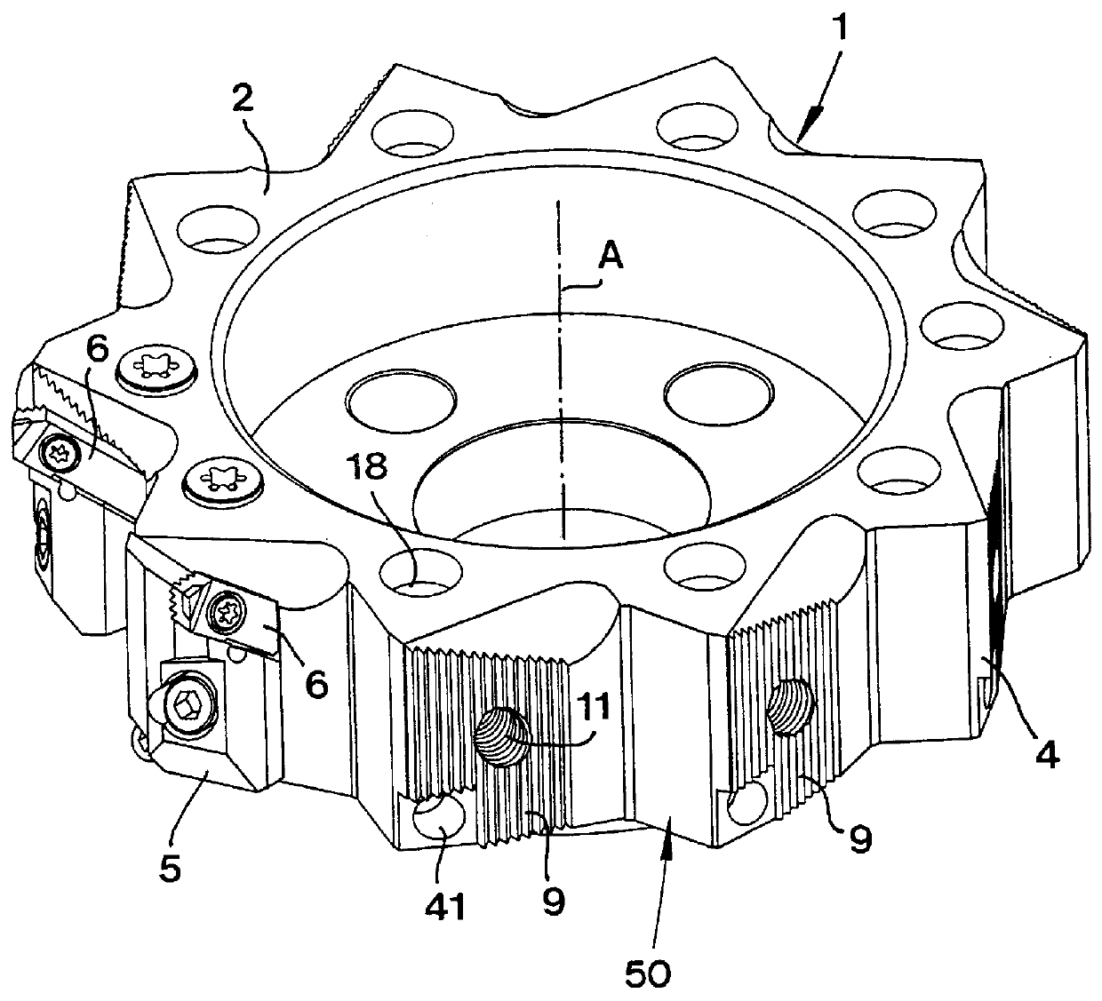 Milling tool having cassette-mounted inserts attached to a rotary supporting body