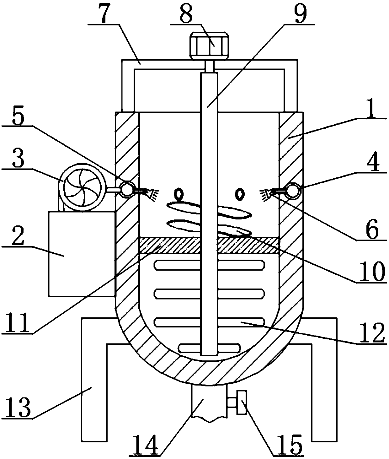 Stirring device for producing calcium hydroxide