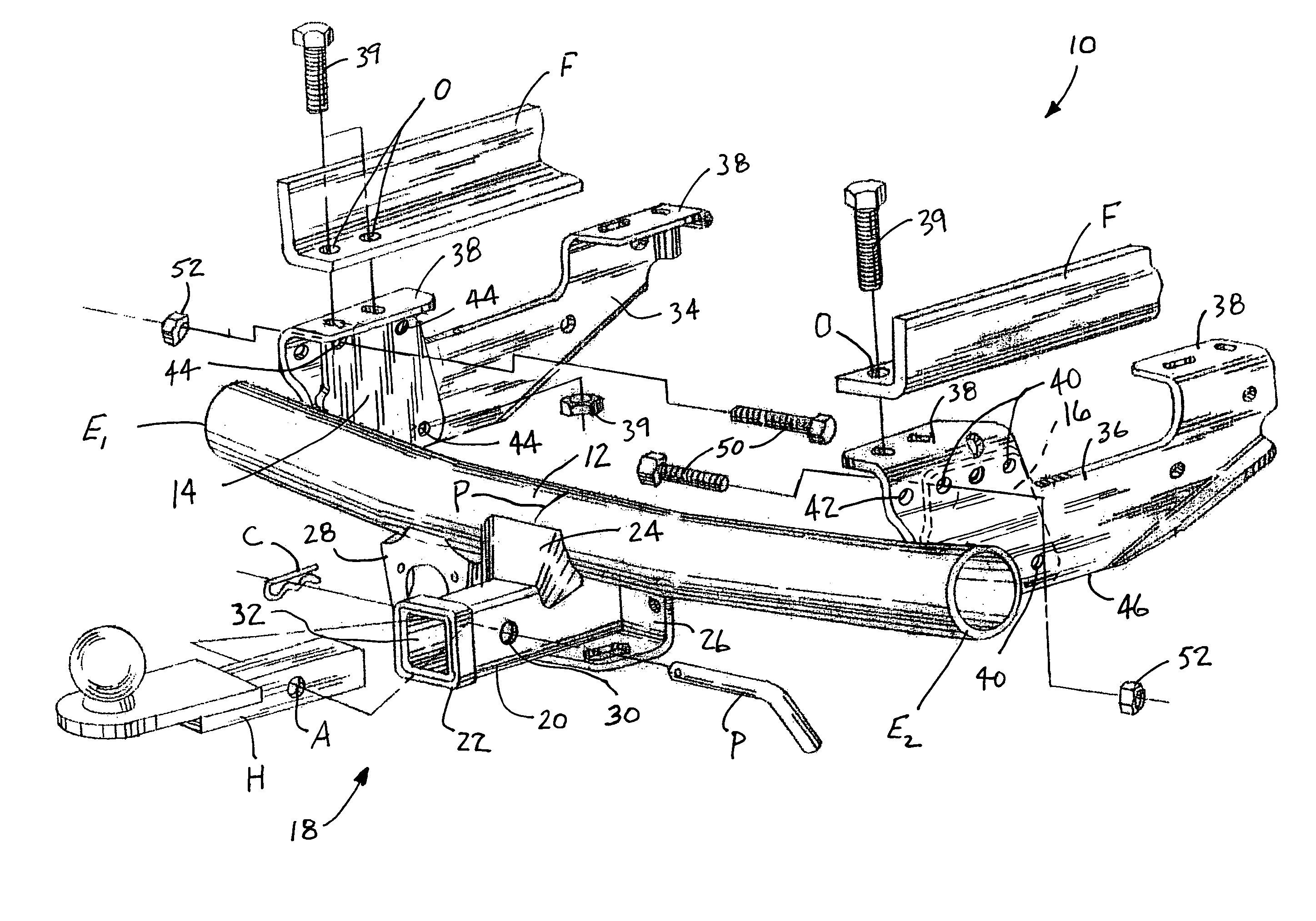 Multi-fit hitch assembly with selectively positionable mounting flanges