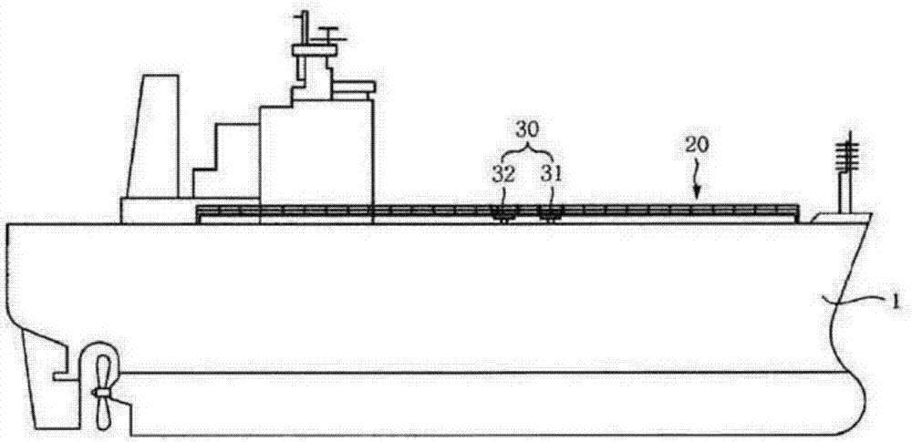 LNG tank container transport ship, and transport method using same