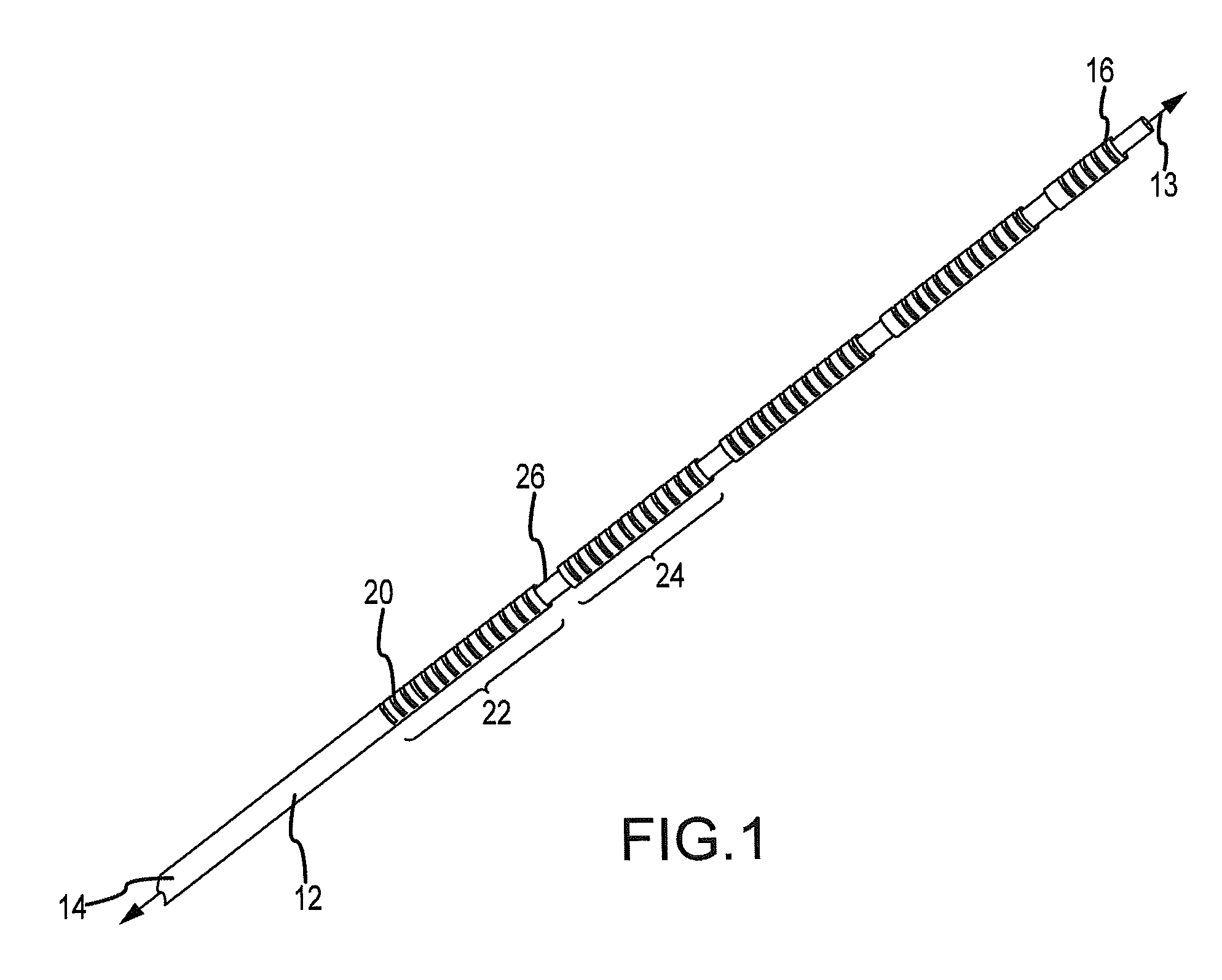 Longitudinally incompressible, laterally flexible interior shaft for catheter