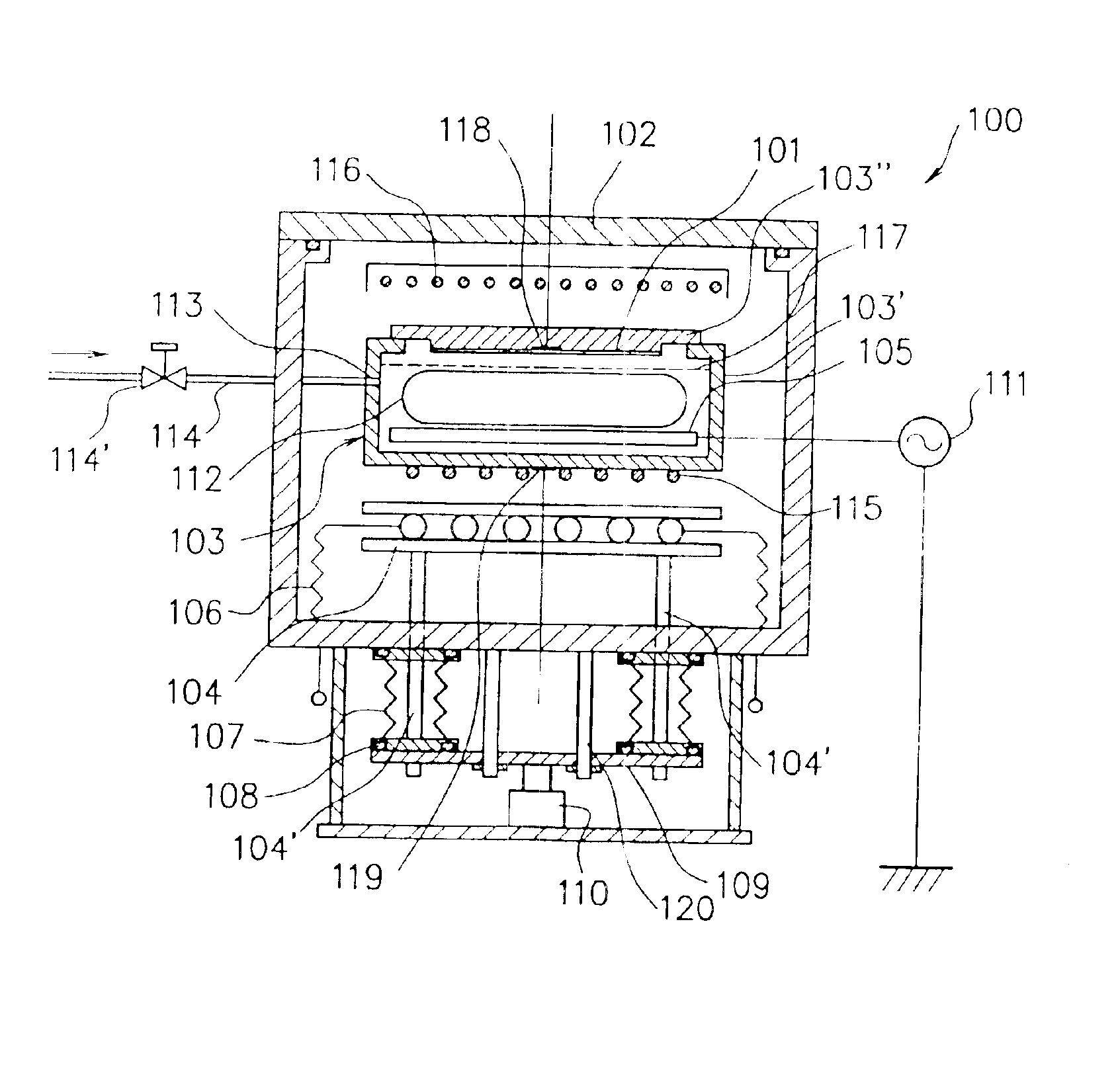 Vacuum-processing method using a movable cooling plate during processing