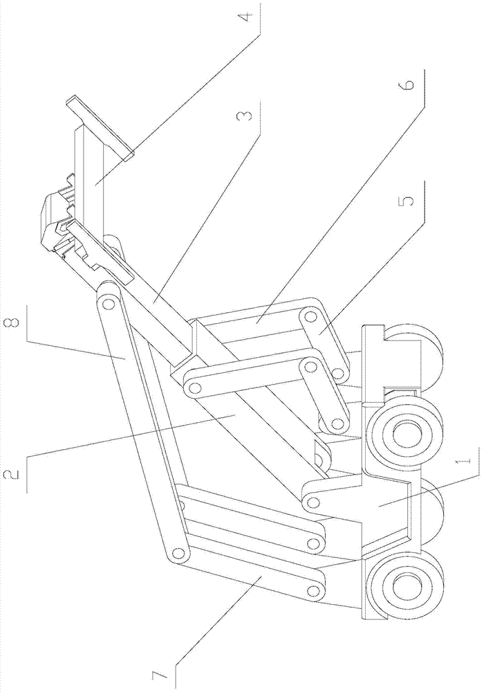 Plane two-degree-of-freedom seven-rod servo drive reach stacker for containers