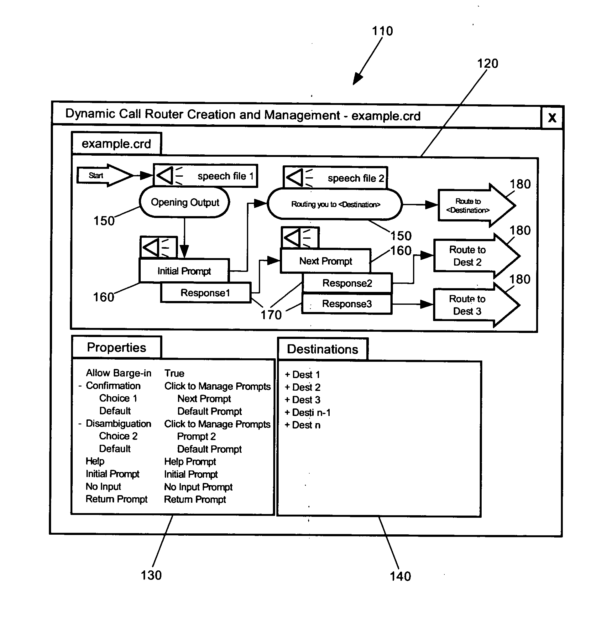 Graphical tool for creating a call routing application