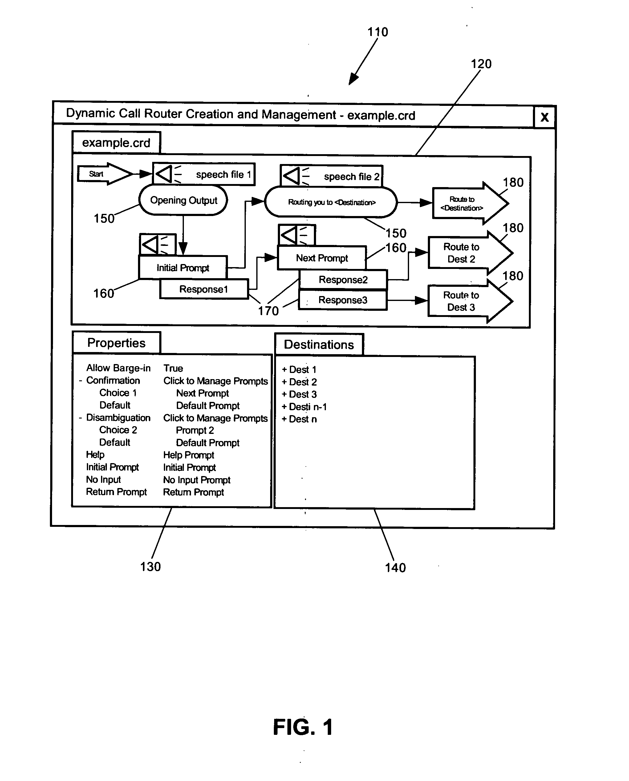 Graphical tool for creating a call routing application