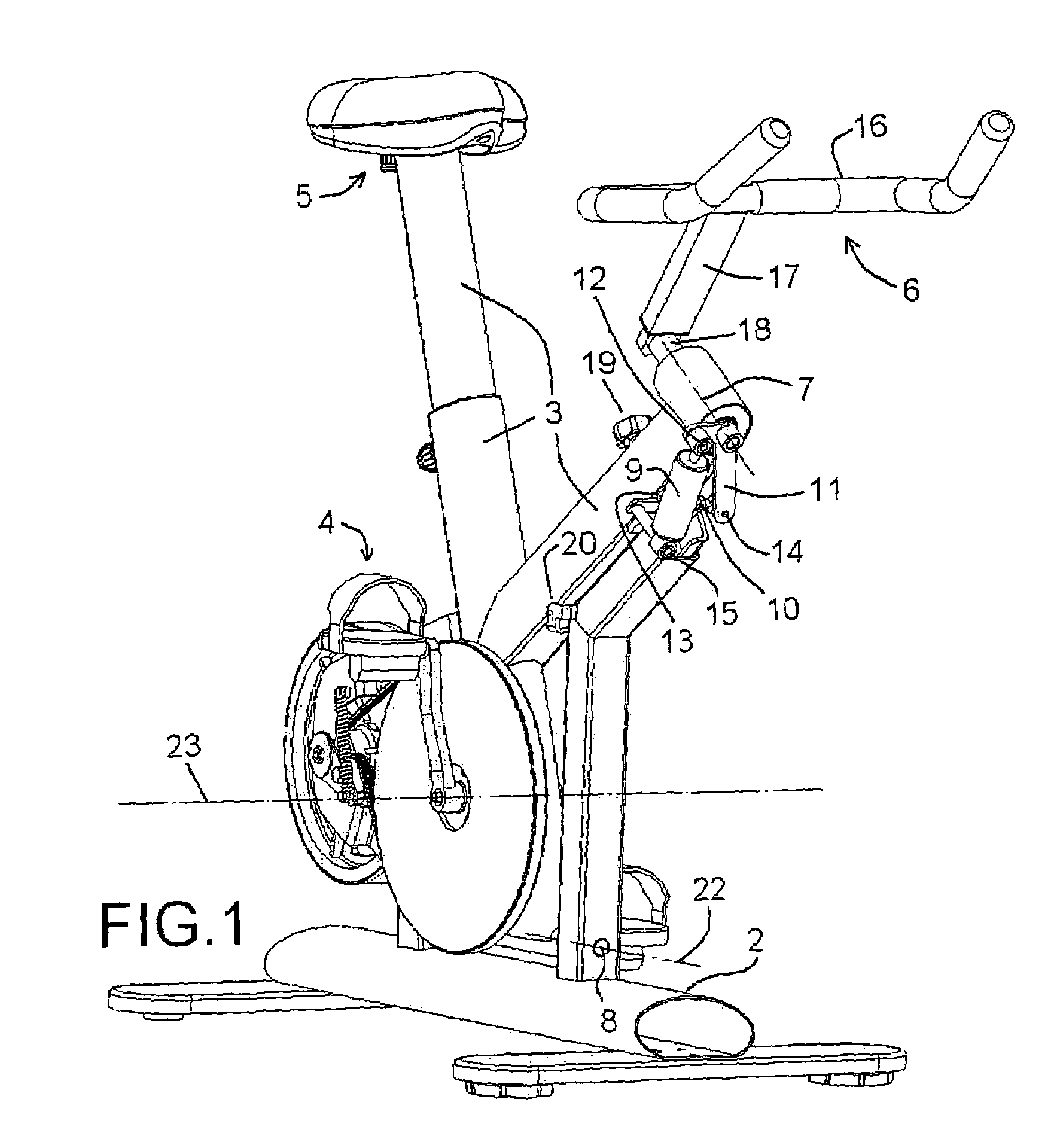 Static pedalling fitness apparatus with lateral swinging