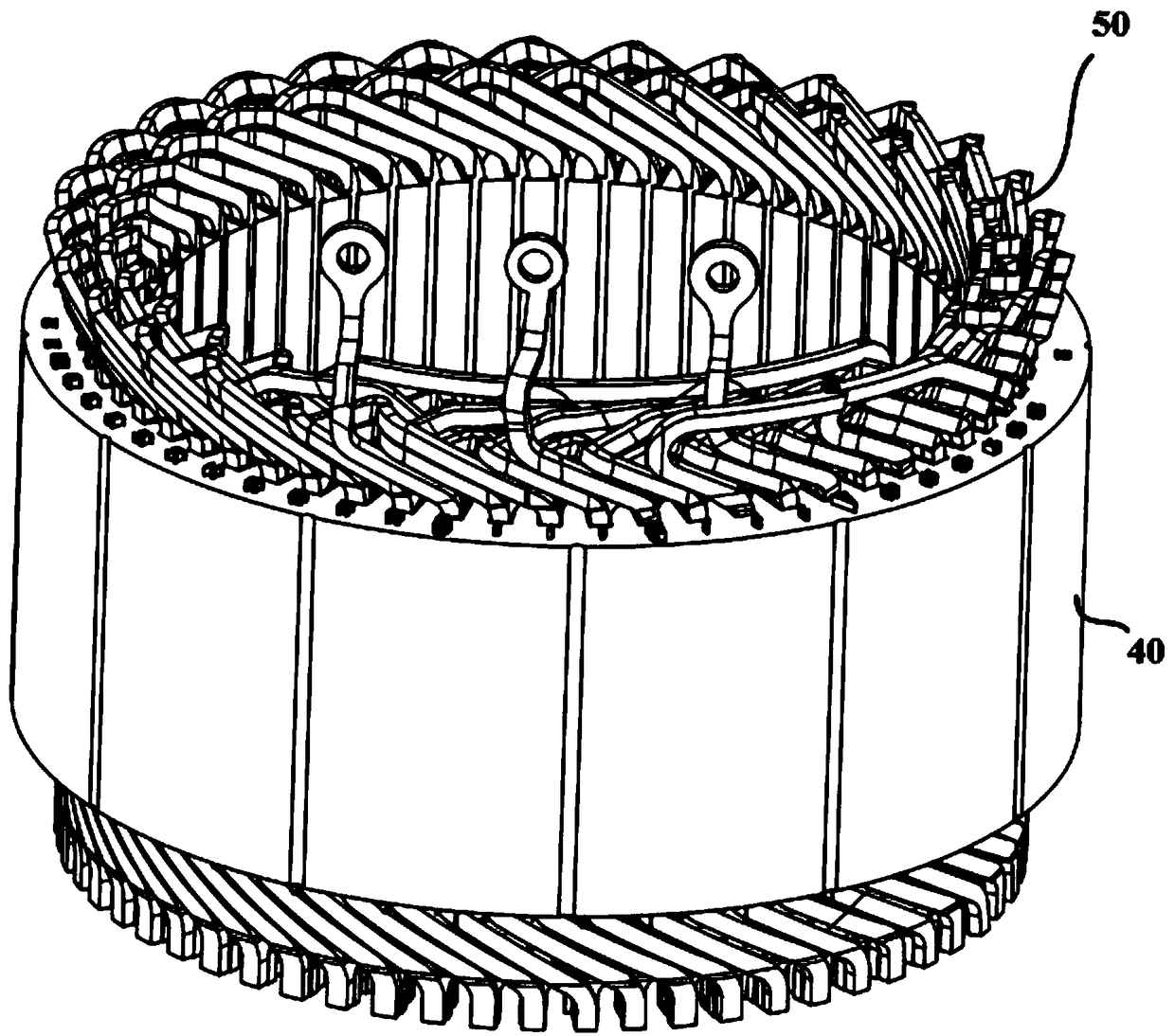Flat wire stator winding structure of motor