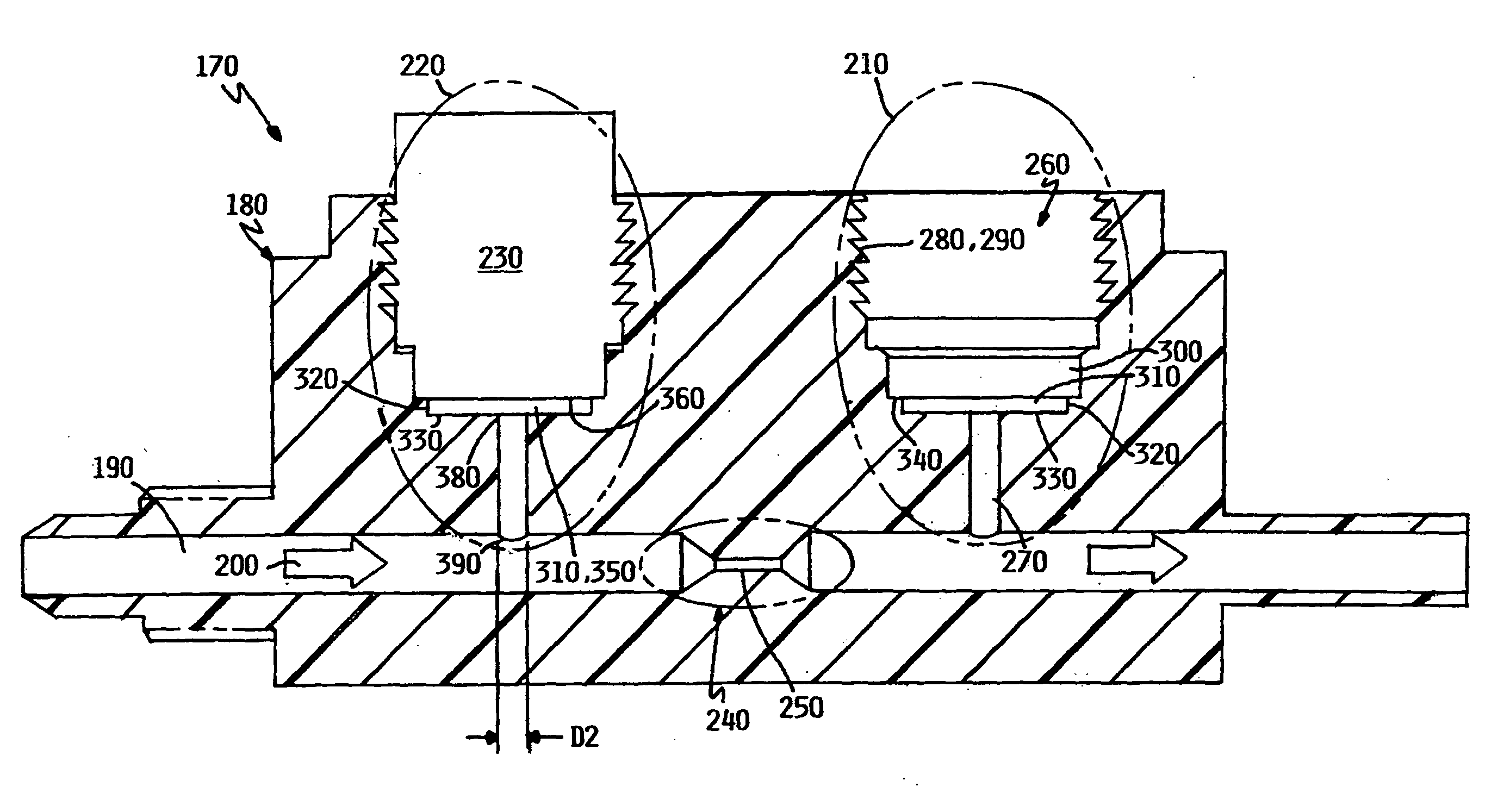 Fluid handling device with isolating chamber