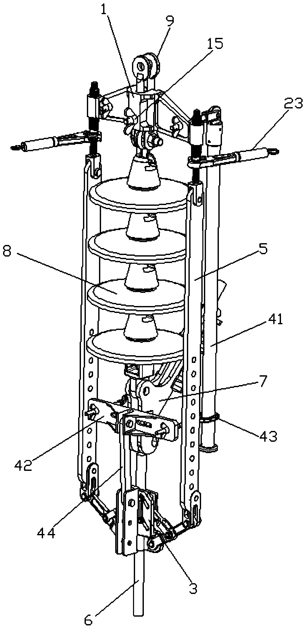 35KV strain insulator string replacement device and operation method thereof