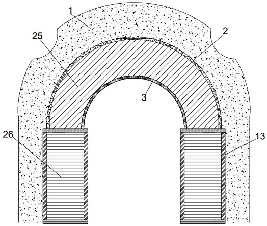 Anti-collapse reinforced supporting structure for expansive soil substrate layer tunnel