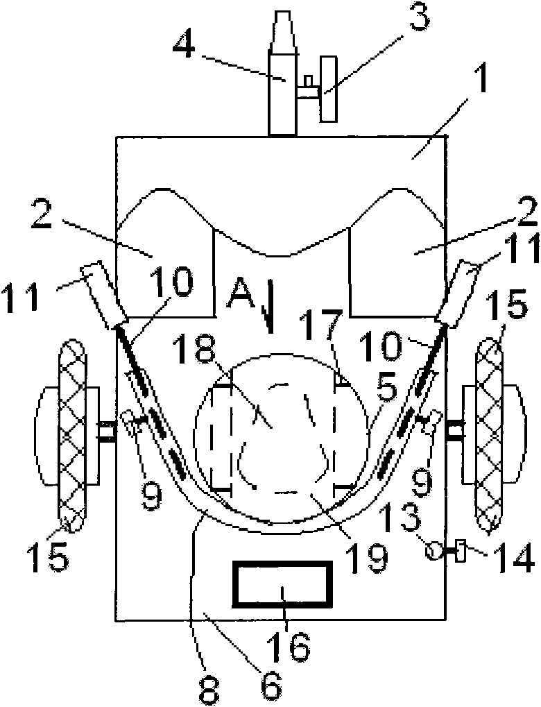 Electric barrow convenient for relieving bowels, carrying patients, inhaling oxygen, infusing solution and supporting abdomens