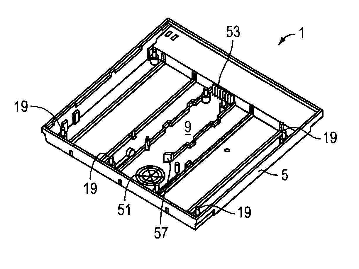 Induction hob with monobloc housing components