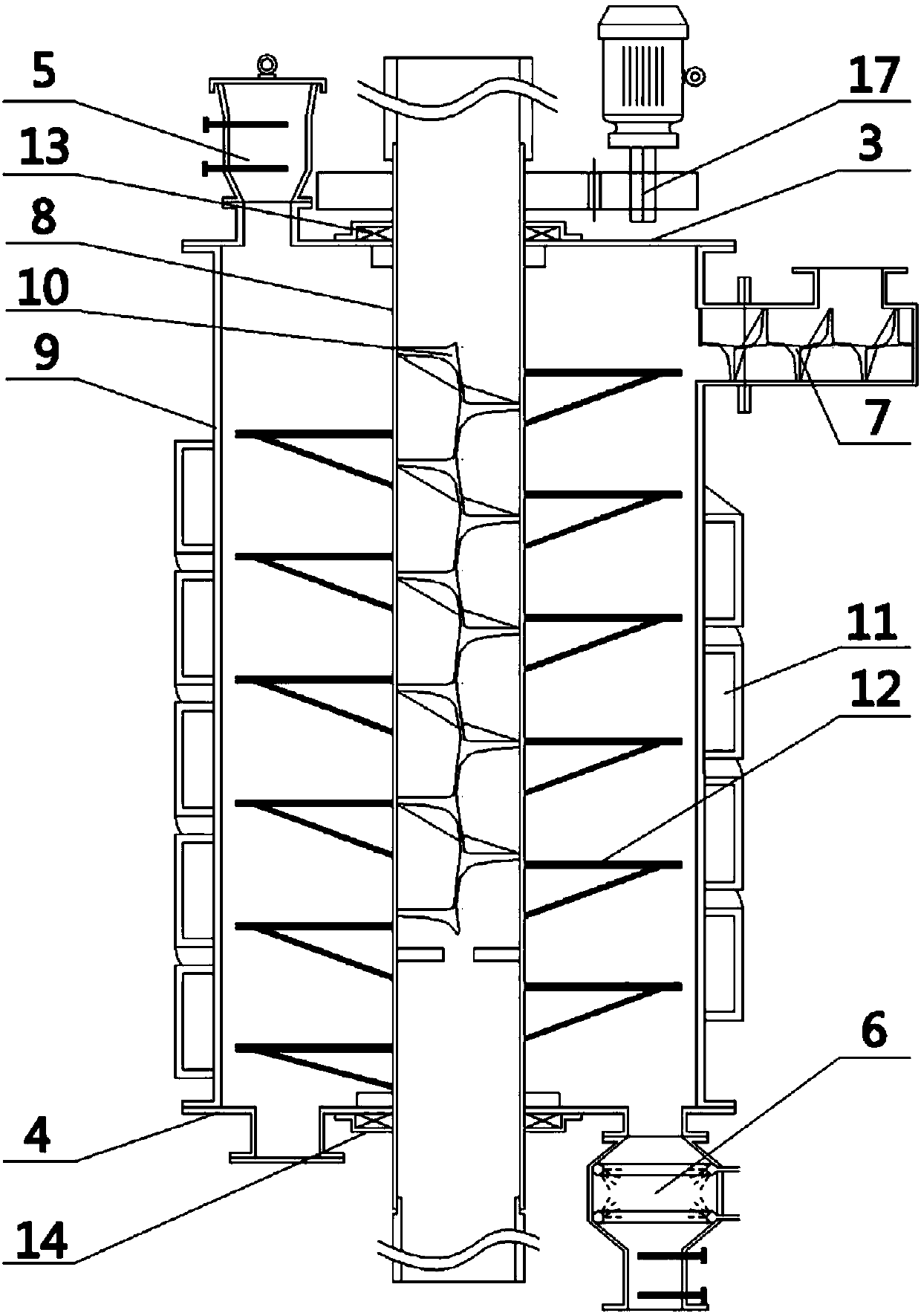 Vertical-type bidirectional-heating low rank coal rapid pyrolysis device