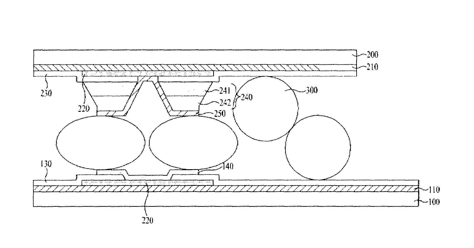 Display device utilizing conductive adhesive to electrically connect IC substrate to non-display region and manufacturing method of the same