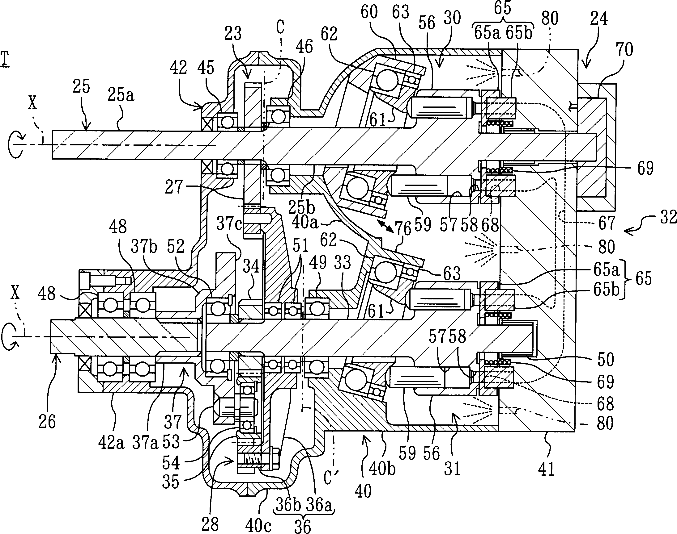 Hydromechanical speed-change device and vehicle having speed change device mounted thereon