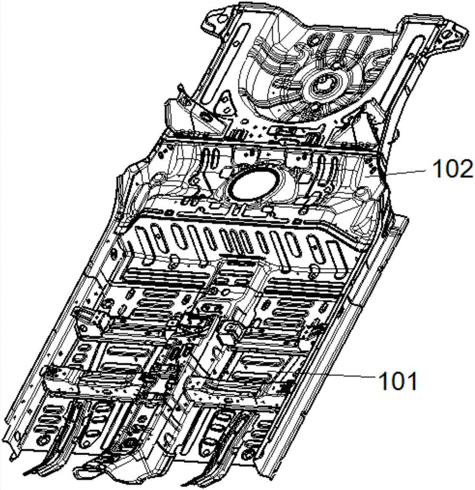 Platformization vehicle body floor structure and assembling method thereof