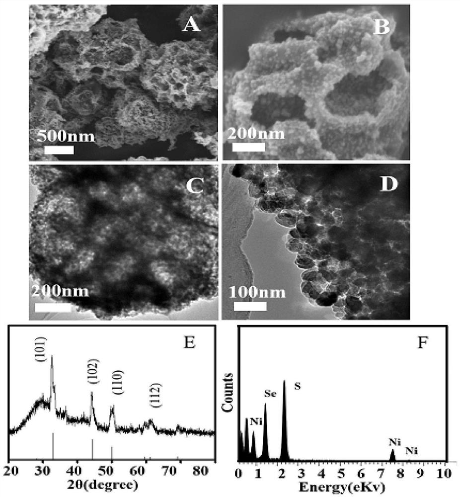 Preparation method and application of novel hydrogen evolution reaction catalyst Ni2SeS alloy nanorod modified porous carbon sphere composite material