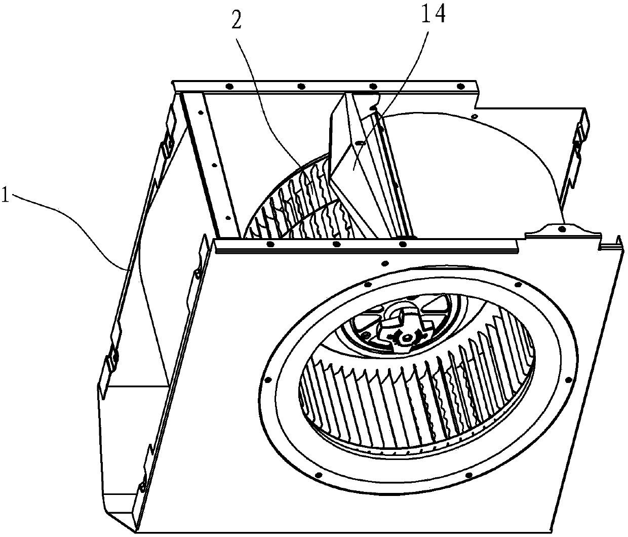 Range hood centrifugal fan with double air inlet structure