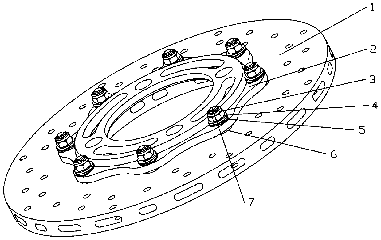 Bidirectional floating fixing structure for carbon fiber composite material brake disc