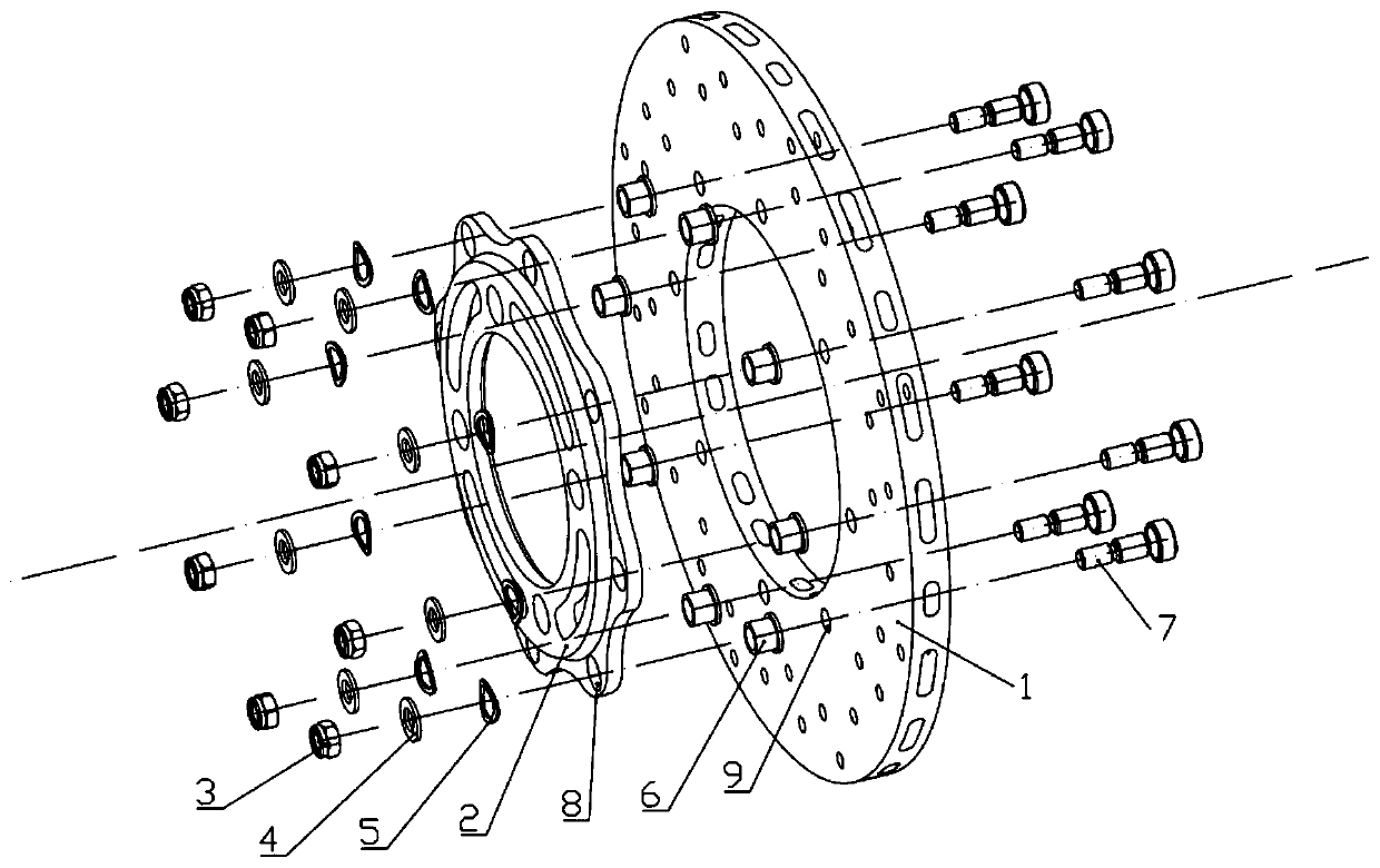 Bidirectional floating fixing structure for carbon fiber composite material brake disc