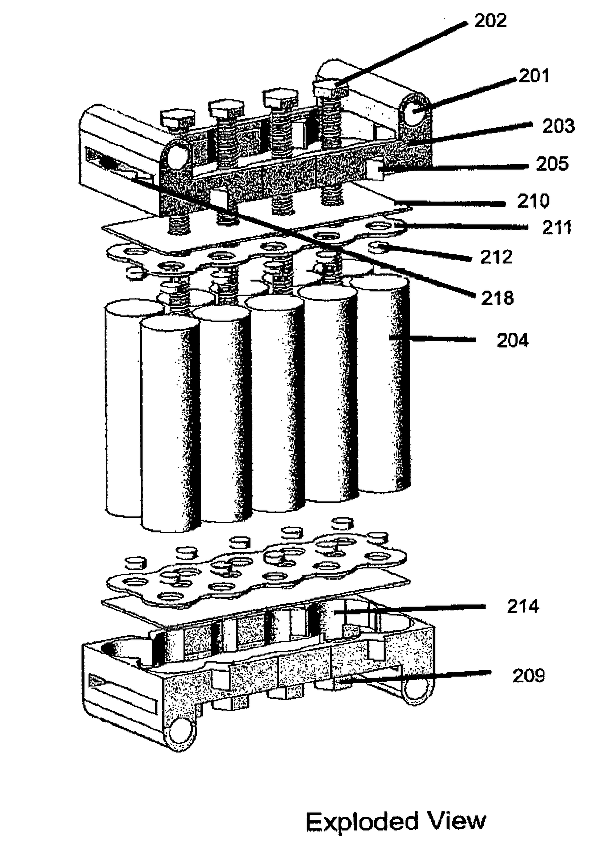 Means for Assembling Cylindrical Batteries into a Modular and Rebuildable Battery Pack