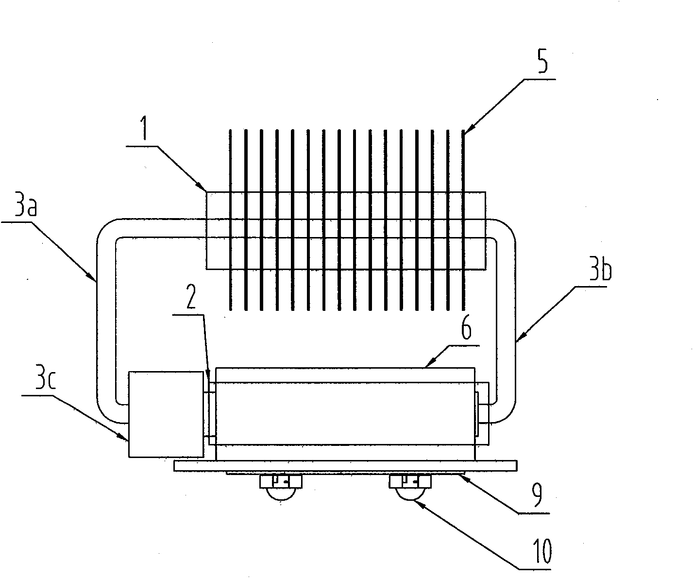 Heat radiation device of heat pipe of loop of temperature-equalization tank with high heat conductivity