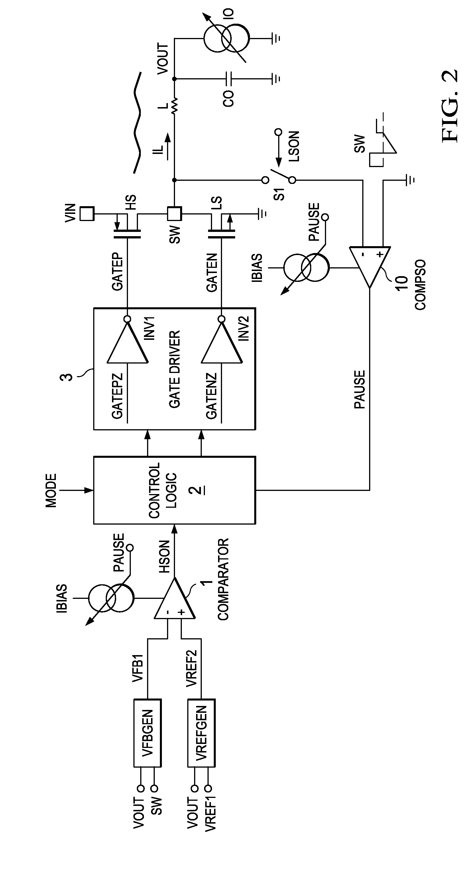 Electronic device and method for dc-dc conversion with variable bias current