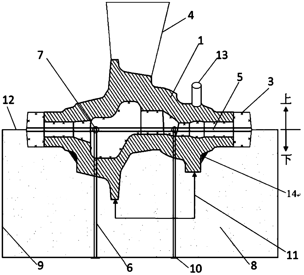 Casting method of hollow crankshaft of slurry pump