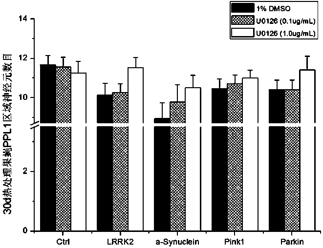 Application of u0126 in the preparation of drugs for the treatment of Parkinson's