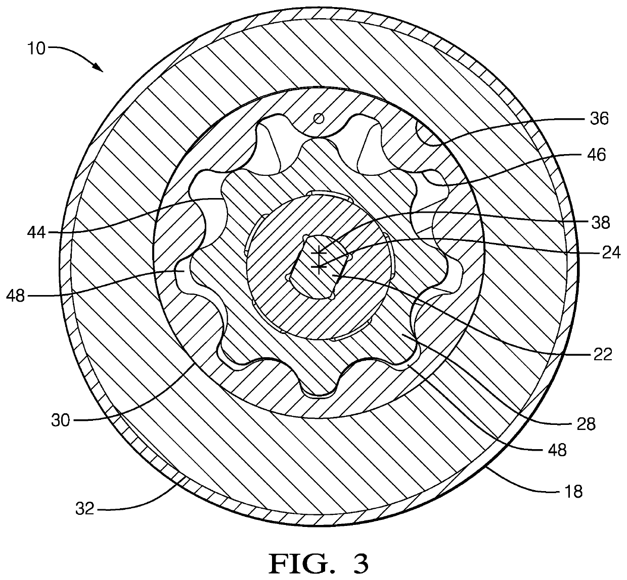 Fluid pump with rotating pumping element wear reduction