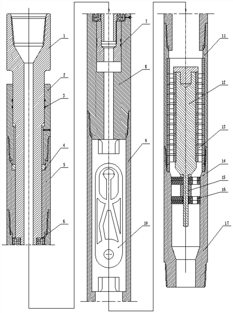 A turbine-type combined anti-friction tool capable of changing the flow state of drilling fluid