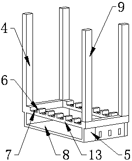 Timber storing frame with dust removing and collecting functions
