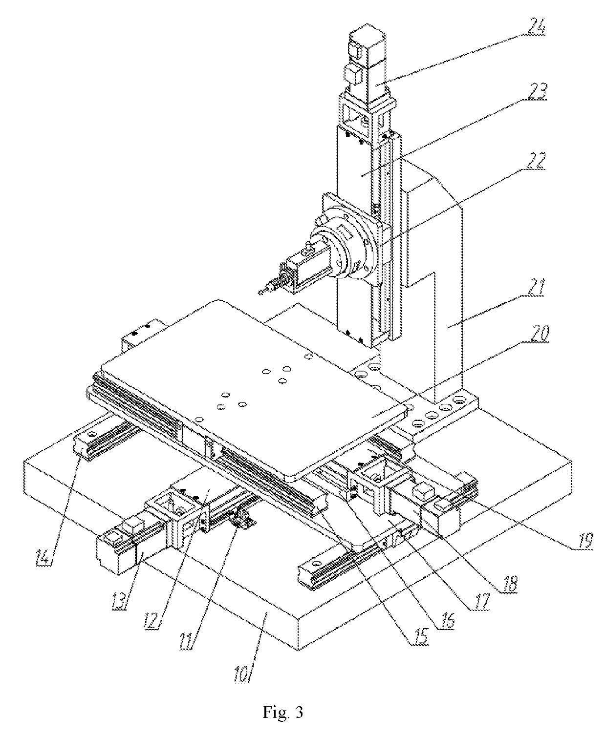 Complex surface three-coordinate measuring device and error compensation method