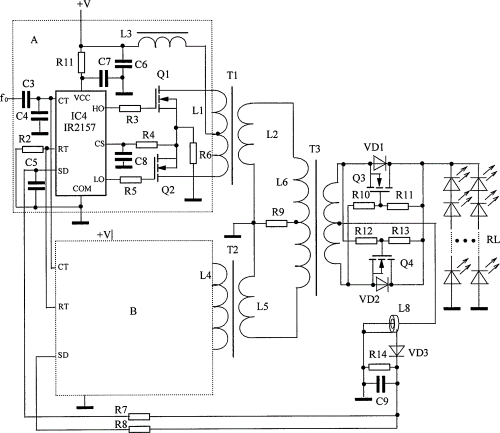 DC low-voltage double-push injection phase-locking light-emitting diode LED array lamp