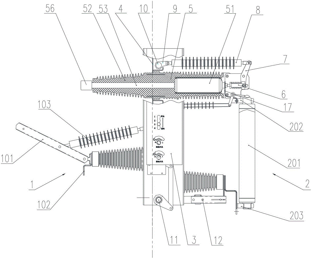 Vacuum load disconnector-fuse combination for wind power and its switchgear