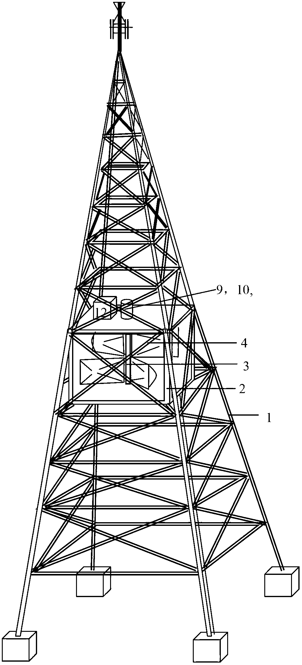 High-altitude tower embedded type vertical type wind power generation system