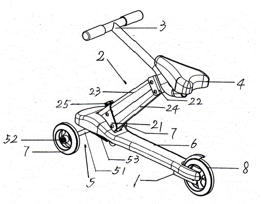 Z-shaped folding sitting type three-wheel scooter