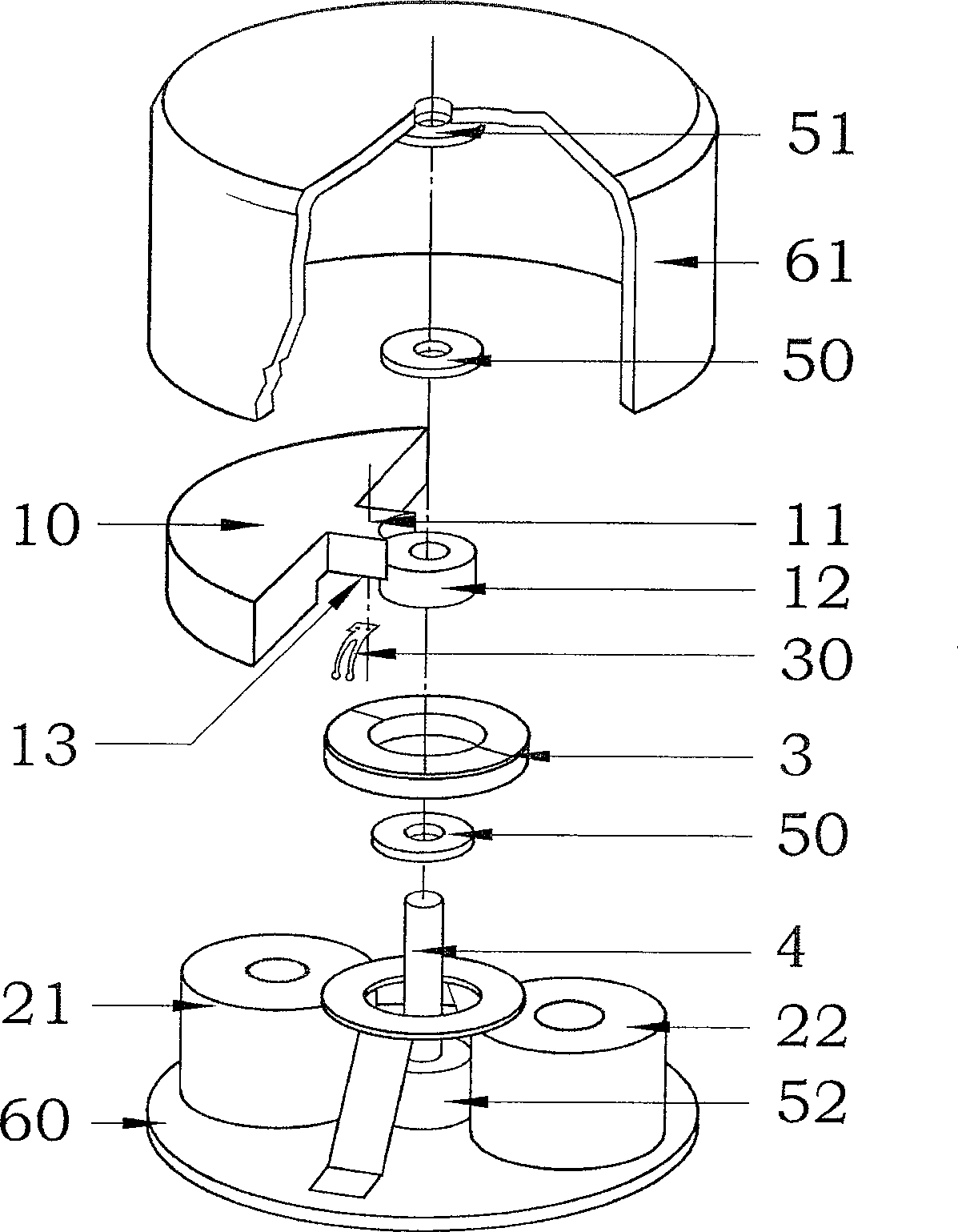 Single-brush two-phase 2/2 pole magnetoresistance vibrating electric machine