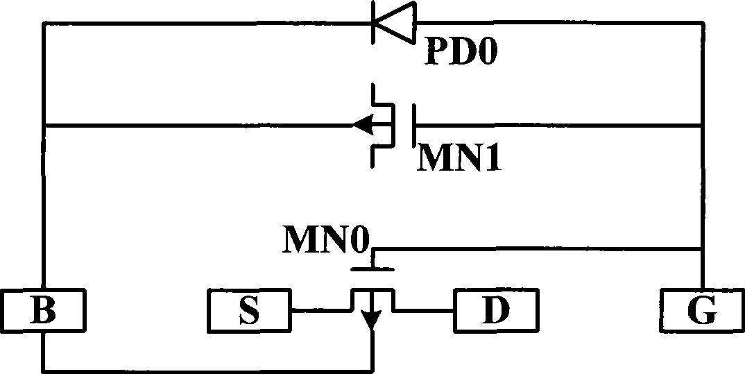 Test construction for transistor