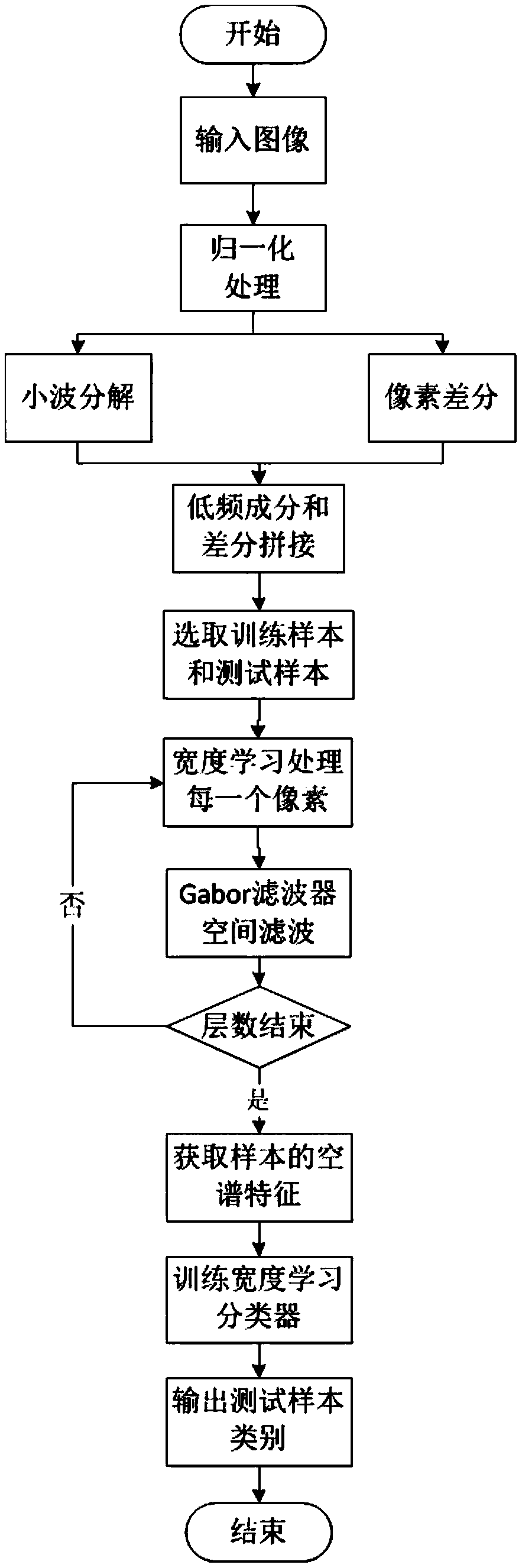 Hyperspectral image classification method and system based on stack width learning