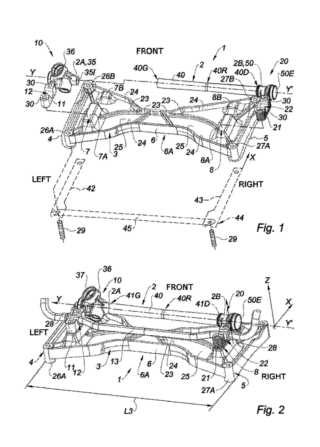 Modular cradle for a vehicle drive train comprising a transverse base receiving a lightweight split steering housing