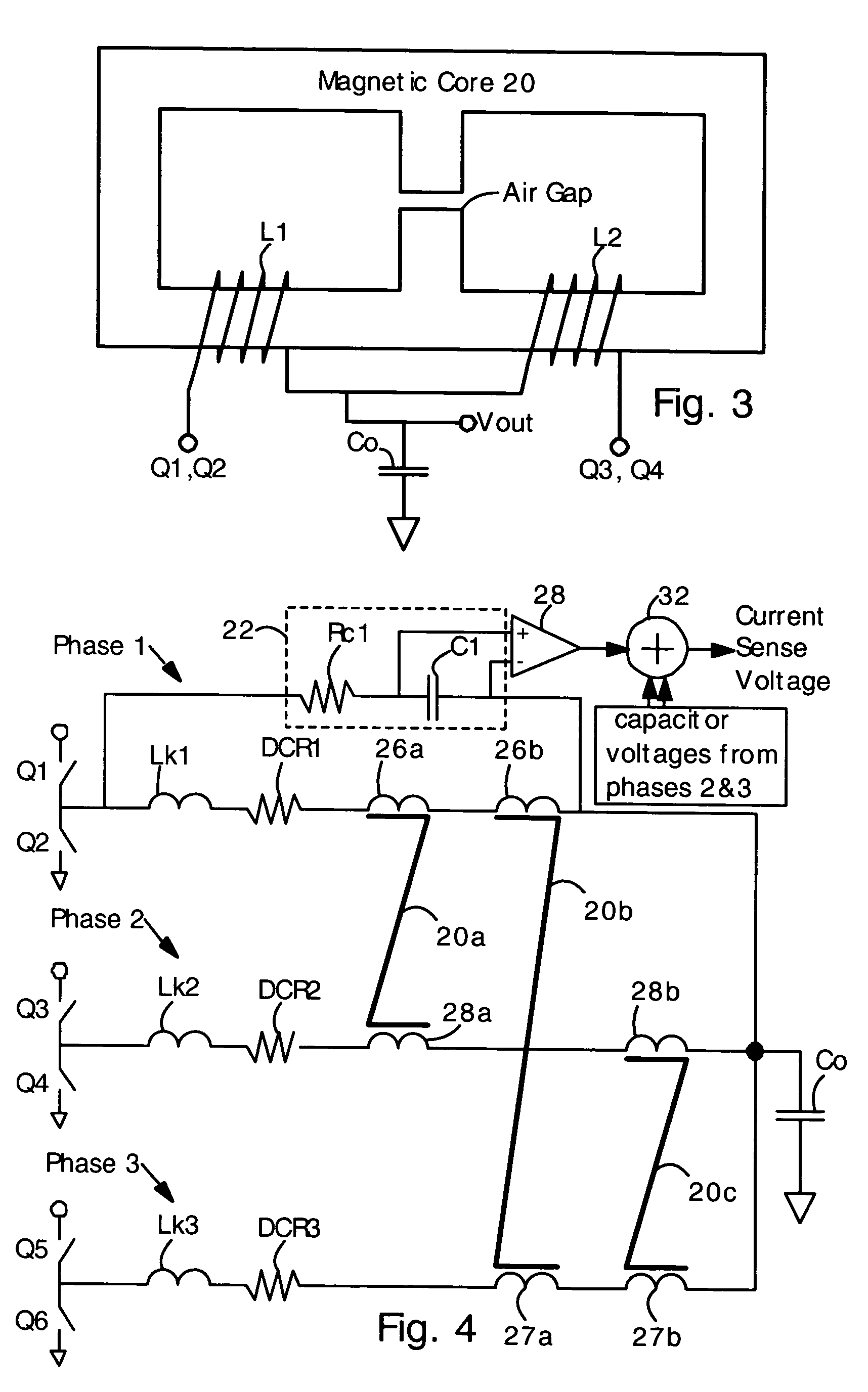 Current sensing in multiple coupled inductors by time constant matching to leakage inductance