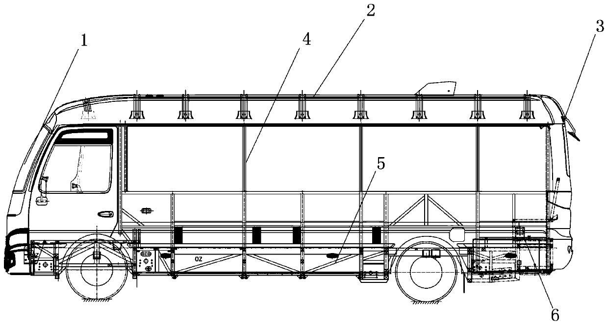 Full-bearing-type pure electric business purpose vehicle structure