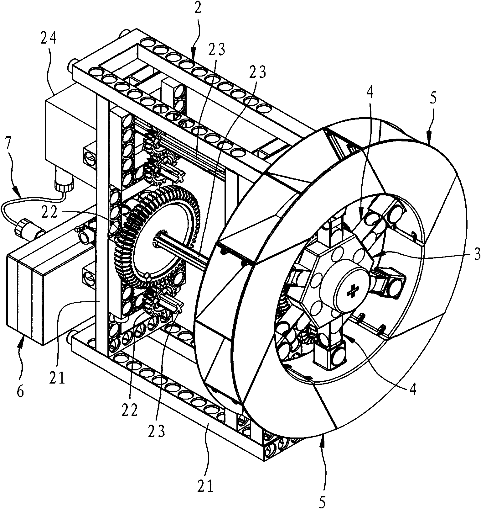 Impeller-type building block assembly