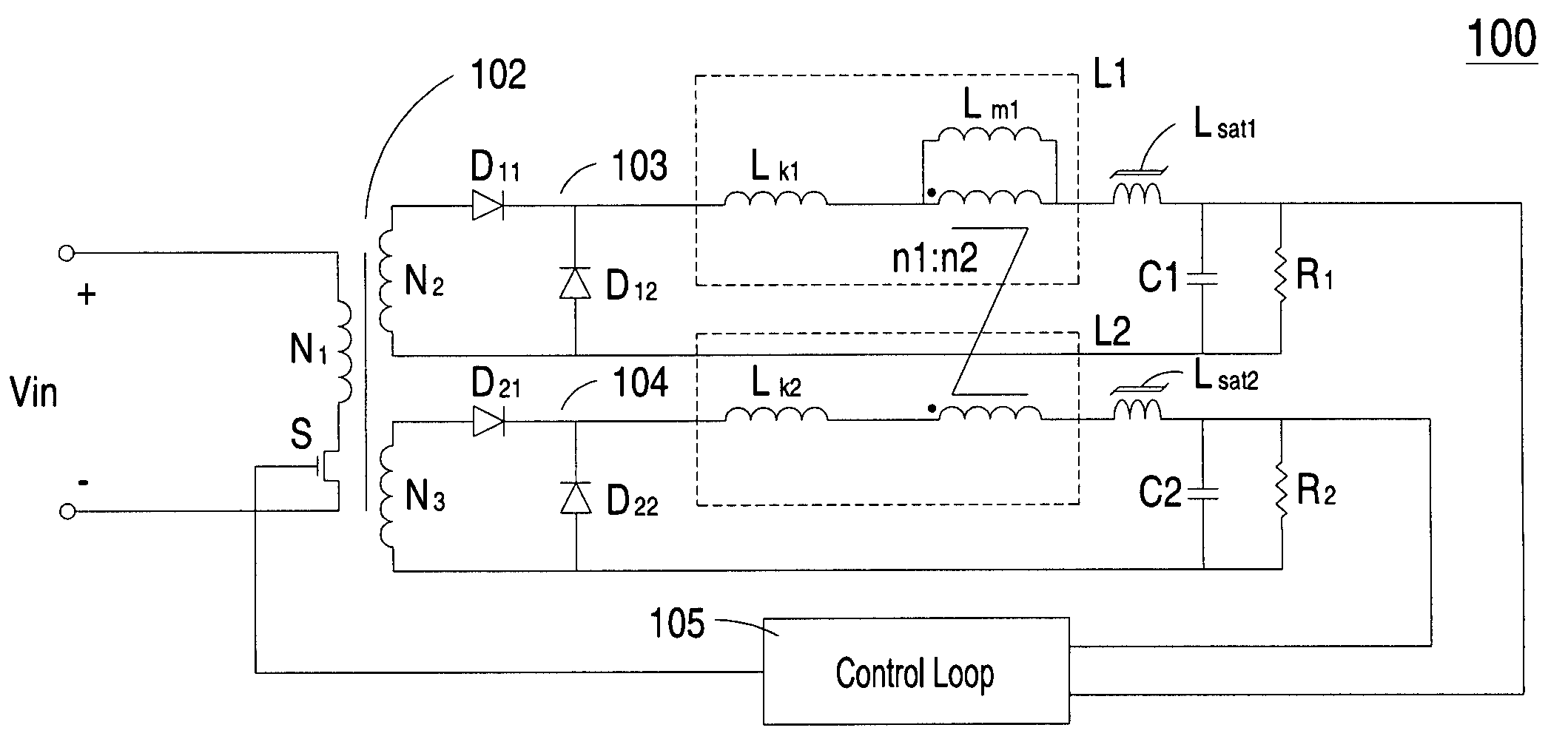 Multi-output DC-DC converter with improved cross-regulation performance