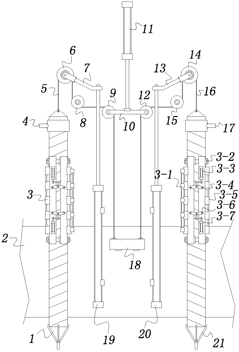 Steel pile hoisting system for cutter suction dredger